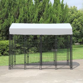 Dog Kennel with Roof Cover Heavy Duty Dog Crate for Medium and Large-sized Dogs, Black (Sandblasted)