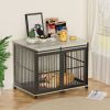 Furniture dog crate sliding iron door dog crate with mat. (Grey,43.7''W x 30''D x 33.7''H)