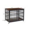 Furniture style dog crate wrought iron frame door with side openings, Rustic Brown, 43.3''W x 29.9''D x 33.5''H.