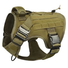 Large Dog Adjustable Camouflage Tactics Hand Holding Rope Nylon Strap (Option: Dog Vest Khaki Upgraded-M)