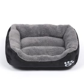 Pet Cushion Mat Square Four Seasons Universal Winter Fleece-lined Warm Dogs And Cats (Option: Black-S)