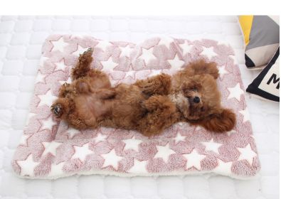 Cat dog sleeping mat warm thickened Sleeping pad blanket;  dog house warm mattress pet cushion (colour: Blue stars)