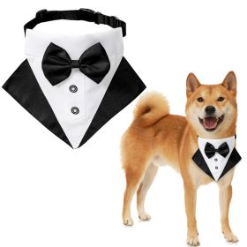 wedding suit dog collar pet saliva towel dog wedding triangle scarf (Color: Blue white triangular scarf collar suit)