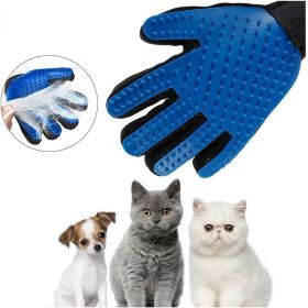 Dog Cat Pet Combs Grooming Deshedding Brush Gloves Effective Cleaning Back Massage Animal Bathing Fur Hair Removal (Metal color: blue)