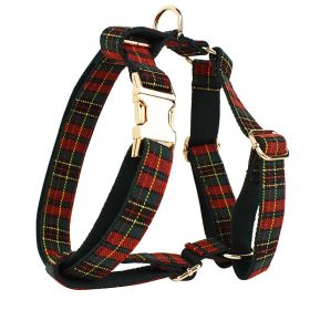 Christmas Pet Collar Plaid With Green Background Dog Rope Leash Suit (Option: Dog Vest-XS)