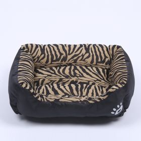 Pet Cushion Mat Square Four Seasons Universal Winter Fleece-lined Warm Dogs And Cats (Option: Tiger Pattern-M)