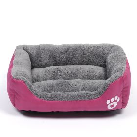 Pet Cushion Mat Square Four Seasons Universal Winter Fleece-lined Warm Dogs And Cats (Option: Rose Red-M)