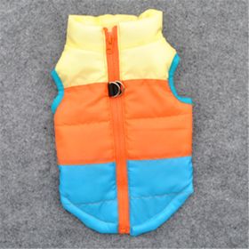 New Dog Clothes Winter Thickened Dog Cotton-padded Jacket Waistcoat Vest Down Silk Cotton Traction Buckle (Option: Blue-M)