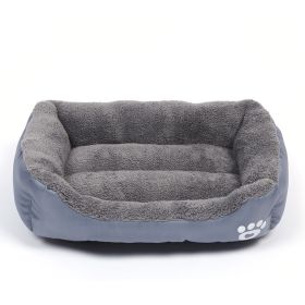 Pet Cushion Mat Square Four Seasons Universal Winter Fleece-lined Warm Dogs And Cats (Option: Gray-L)