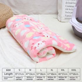 Winter Pet Mat Cat Nest Flannel Kennel Blanket Cat Pad Pet Bed (Option: Love Pink Cat-XXL)